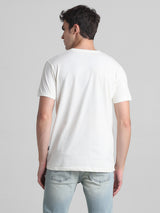 Men's White Casual Slim Fit Half Sleeves Tshirt