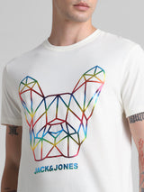 Men's White Casual Slim Fit Half Sleeves Tshirt