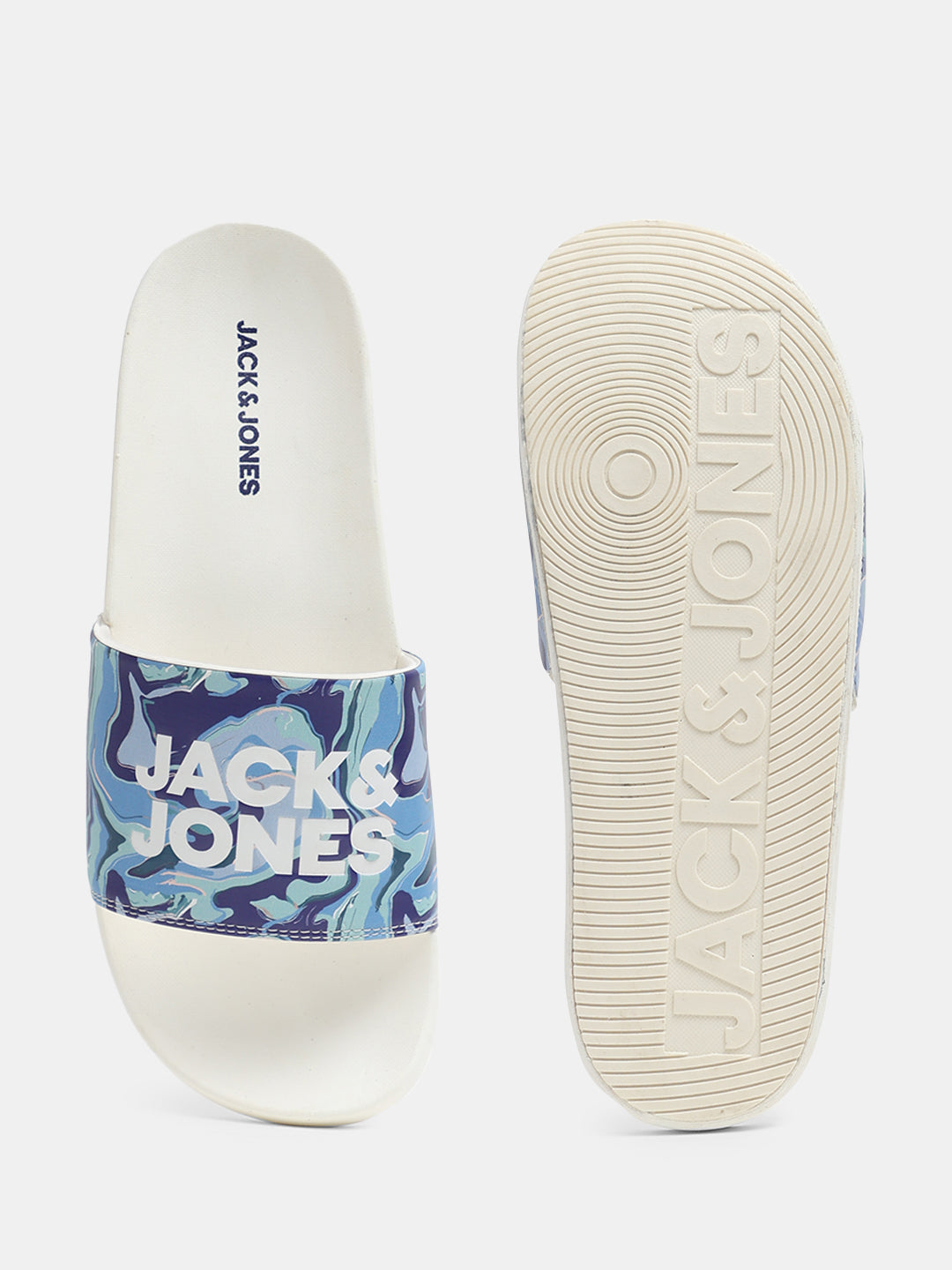 Men's White Casual Printed Slides