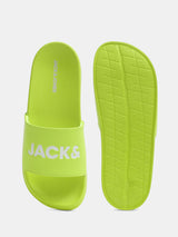 Men's Green Casual Solid Slides
