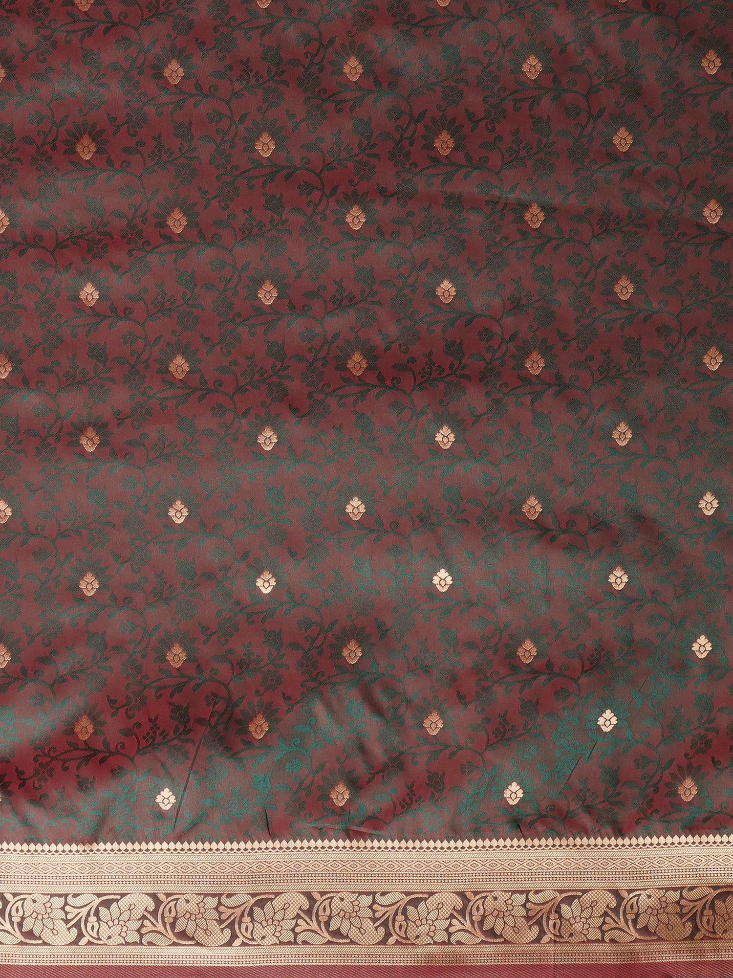 Women's Silk Blend Brown Woven Design Designer Saree with Blouse Piece