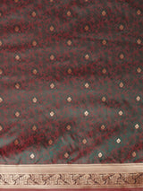 Women's Silk Blend Brown Woven Design Designer Saree with Blouse Piece