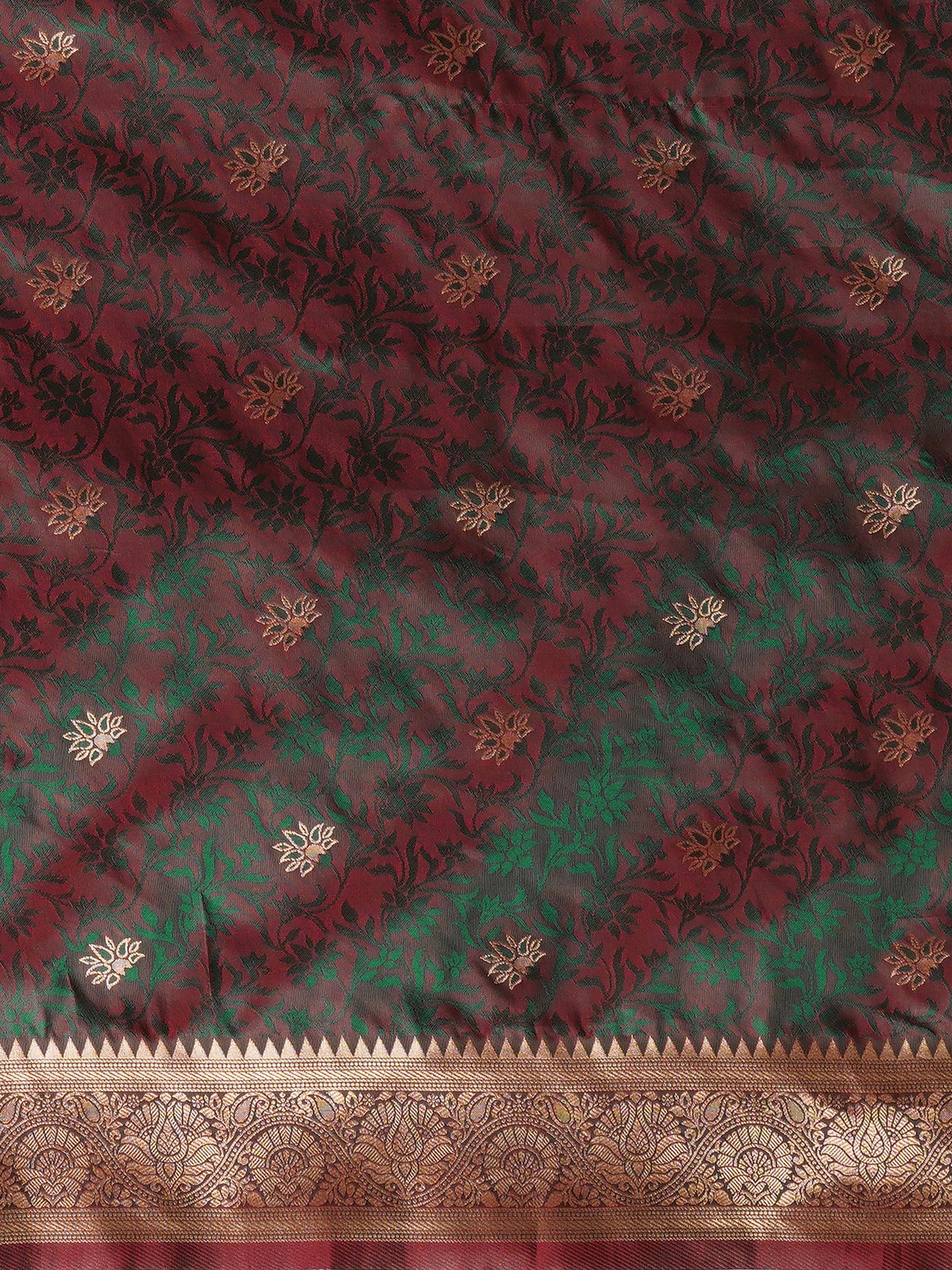 Women's Silk Blend Brown Woven Design Designer Saree with Blouse Piece