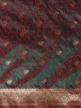 Women's Silk Blend Brown Woven Design Designer Saree with Blouse Piece