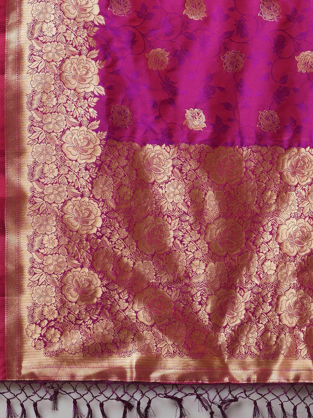 Women's Silk Blend Pink Woven Design Designer Saree with Blouse Piece