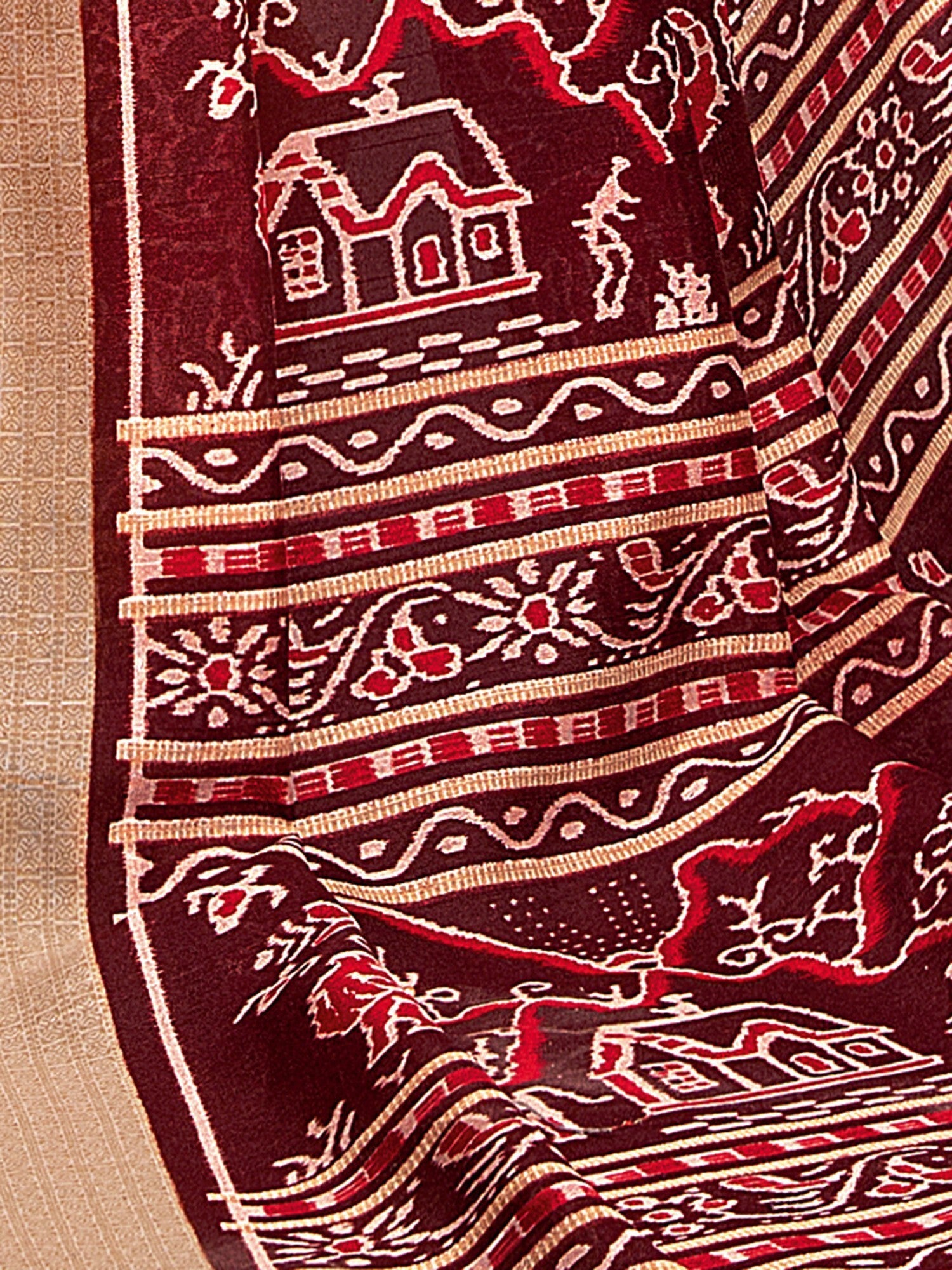 Women's Bhagalpuri Silk Red Printed Designer Saree with Blouse Piece