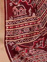 Women's Bhagalpuri Silk Red Printed Designer Saree with Blouse Piece