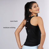 Women's Black Running Regular Fit Sleeveless Top