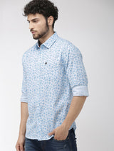 Men's Slim Fit Abstract Printed Full Sleeves Spread Collar Casual Shirt
