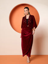 Women's Embellished Velvet Top and Skirt Co-Ords