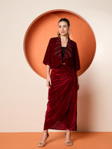 Women's Embellished Velvet Top and Skirt Co-Ords