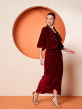 Women's Embellished Velvet Top and Skirt Co-Ords