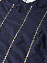 Women's Blue Ethnic Three Quarter Sleeves Kurta with Palazzo