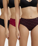 Women's Multicolour Cotton Hipsters - Pack of 3