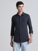 Men's Black Casual Slim Fit Full Sleeves Shirt