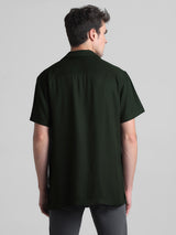 Men's Dark Green Casual Regular Fit Half Sleeves Shirt