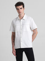 Men's Beige Casual Oversized Half Sleeves Shirt
