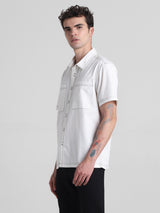 Men's Beige Casual Oversized Half Sleeves Shirt