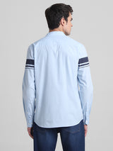 Men's Blue Casual Slim Fit Full Sleeves Shirt