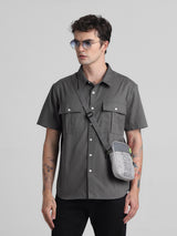 Men's Grey Casual Oversized Half Sleeves Shirt