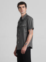 Men's Grey Casual Oversized Half Sleeves Shirt