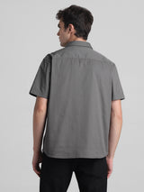 Men's Grey Casual Oversized Half Sleeves Shirt