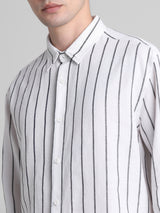 Men's White Casual Regular Fit Full Sleeves Shirt