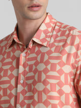 Men's Orange Casual Regular Fit Half Sleeves Shirt