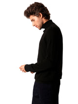 Men's Black Casual Regular Fit Solid Full Sleeves Sweater