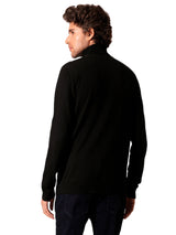 Men's Black Casual Regular Fit Solid Full Sleeves Sweater