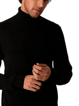 Men's Black Casual Regular Fit Solid Full Sleeves Sweater