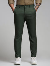 Men's Green Casual Slim Fit Stretchable Pant