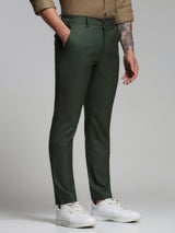 Men's Green Casual Slim Fit Stretchable Pant