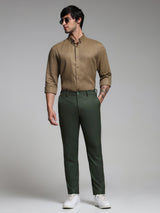 Men's Green Casual Slim Fit Stretchable Pant