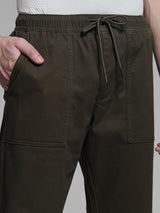 Men's Green Casual Regular Fit Pant