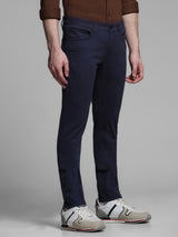 Men's Blue Casual Slim Fit Stretchable Pant