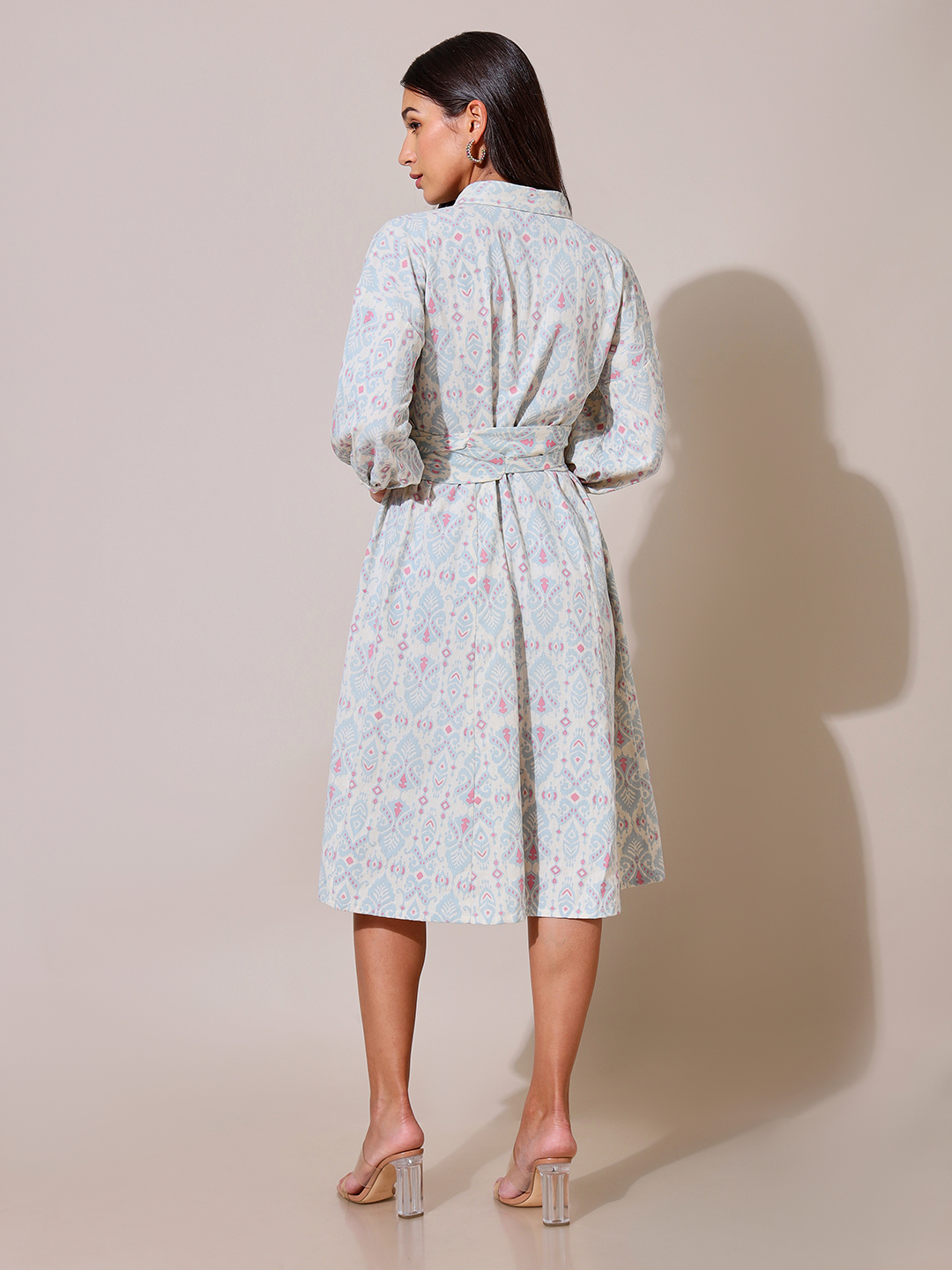 Women's Blue Casual Oversized Fit Printed Dress