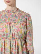 Women's Pink Woven Casual Printed Above Knee Full Sleeves Dress