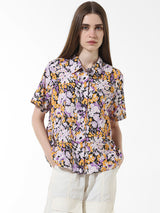 Women's Purple Woven Casual Printed Regular Fit Half Sleeves Shirt