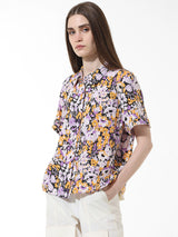 Women's Purple Woven Casual Printed Regular Fit Half Sleeves Shirt