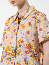 Women's Yellow Woven Casual Printed Regular Fit Half Sleeves Shirt
