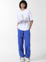 Women's White Knitted Casual Printed Regular Fit Half Sleeves Tshirt