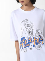 Women's White Knitted Casual Printed Regular Fit Half Sleeves Tshirt