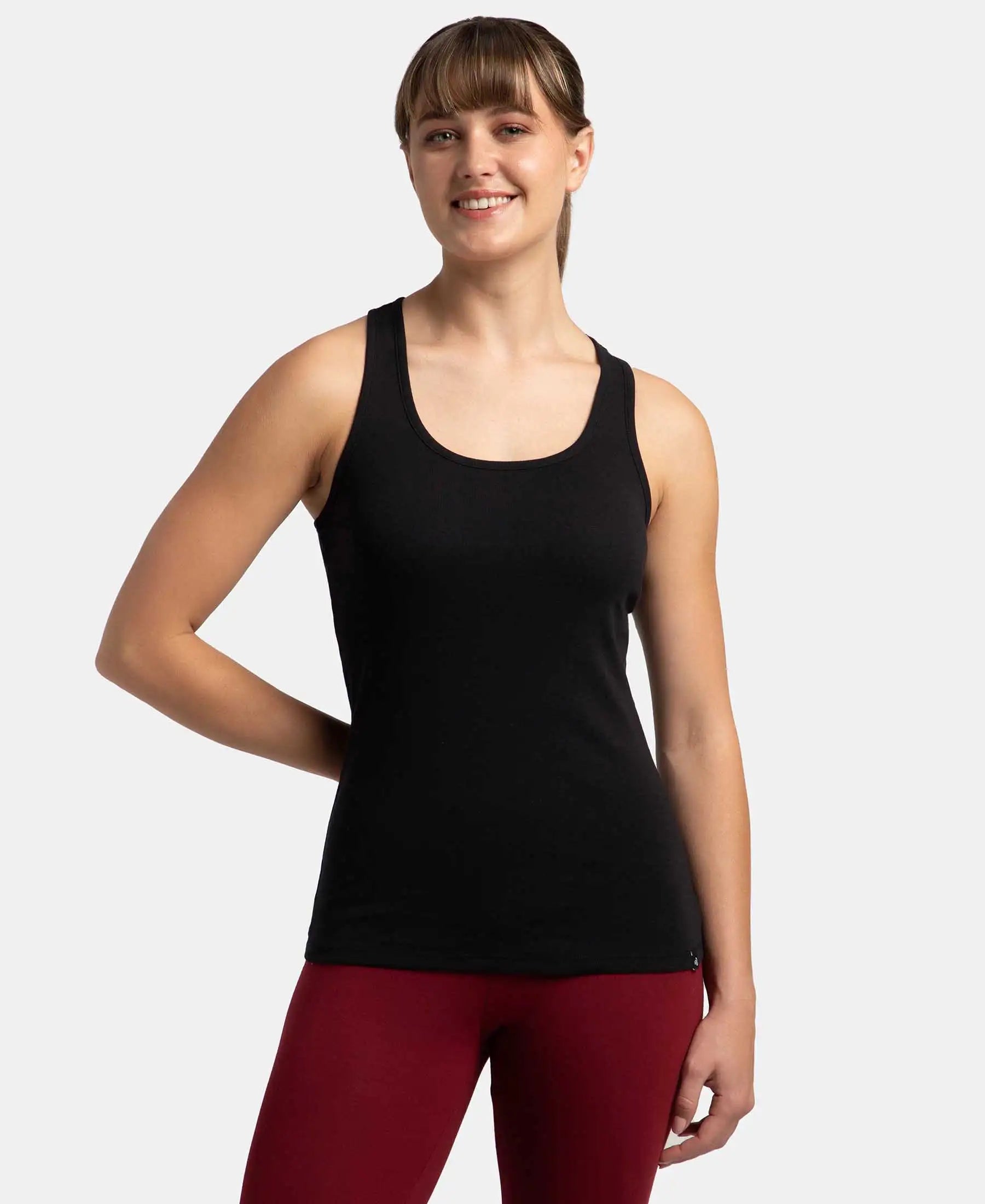 Women's Black Pure Cotton Tank