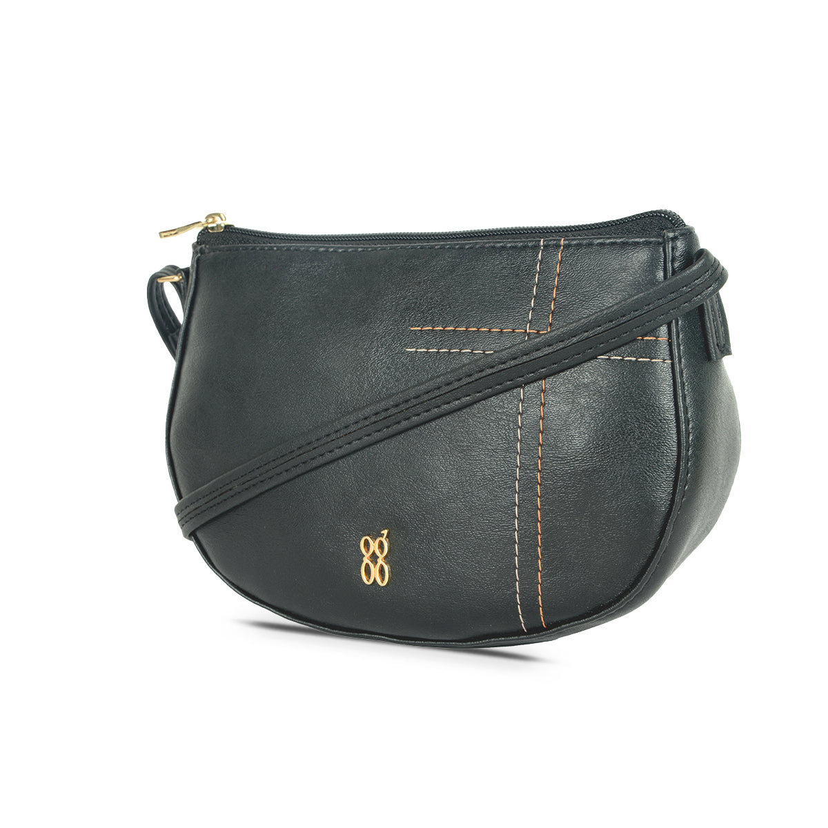 Women's Curb Black Large Saddle Bag