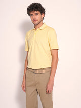 Men's Yellow Casual Slim Fit Solid Short sleeves Polo Tshirt
