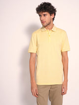 Men's Yellow Casual Slim Fit Solid Short sleeves Polo Tshirt