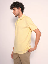 Men's Yellow Casual Slim Fit Solid Short sleeves Polo Tshirt