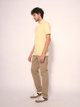 Men's Yellow Casual Slim Fit Solid Short sleeves Polo Tshirt