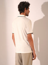 Men's White Casual Regular Fit Solid Short Sleeve Polo Tshirt